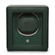 Single Cub Watch Winder With Cover In Green Leather