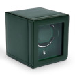 Single Cub Watch Winder With Cover In Green Leather