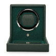 Single Cub Watch Winder With Cover In Green Leather