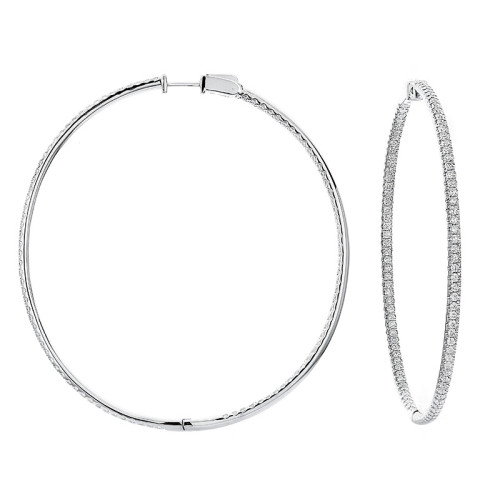 18K White Gold 2.90CTW Diamond Hoop Earrings itemprop=