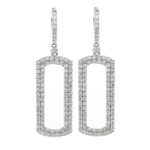 18K White Gold 2.40CTW Diamond Rect Earrings itemprop=