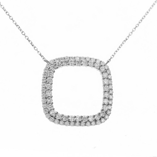 18K White Gold 74=1.10CTW Diamond Sq Necklace itemprop=