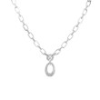 18K White Gold 7.90D Oval Drop Link Necklace