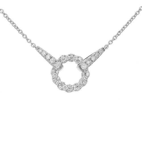 18K White Gold 1CTW  Circle Ring Necklace itemprop=