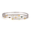 18K Yellow Gold and Sterling Silver 3 Row Stager Bracelet