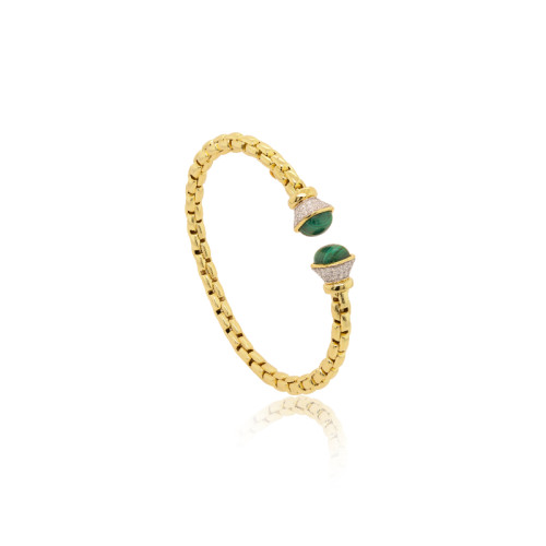 14K Yellow Gold .88D Malacite Bracelet itemprop=