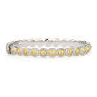 18K Yellow Gold and Sterling Silver Rd Stat Bangle Bracelet