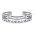 925 Sterling Silver Bujukan and Pyramid Triple Row Bangle