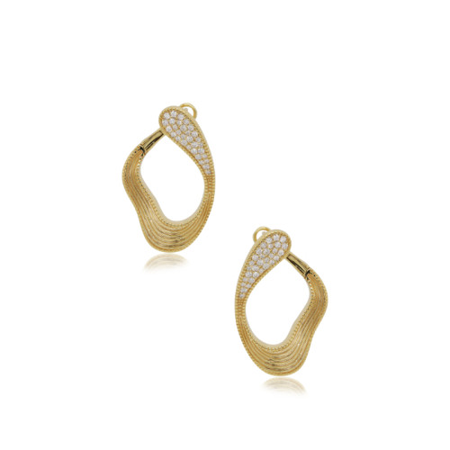 14K Yellow Gold 1/2Ctw Diamond Wave Earrings itemprop=