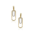 14K Yellow Gold .55D Rectangle Dangle Earrings