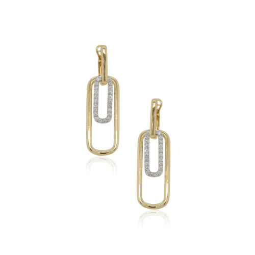 14K Yellow Gold .55D Rectangle Dangle Earrings itemprop=