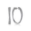 925 Sterling Silver White Sapphire Twisted Bujukan 30mm Classic Hoop Earrings