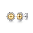 925 Sterling Silver and 14K Yellow Gold Fashion Stud Earrings