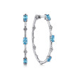 925 Sterling Silver Swiss Blue Topaz Bujukan Classic 40mm Hoop Earrings