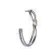 925 Sterling Silver and 14K Yellow Gold Bujukan Bypass J Hoop Earrings