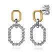 925 Sterling Silver and 14K Yellow Gold Octagon Bujukan Stud Drop Earrings