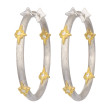 Sterling Silver and 18K Yellow Gold .12D Star Hoop Earrings