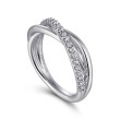 925 Sterling Silver White Sapphire Pavé Criss Cross Ring