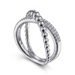 925 Sterling Silver White Sapphire Bujukan Criss Cross Ring