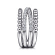 925 Sterling Silver White Sapphire Bujukan Criss Cross Ladies Ring