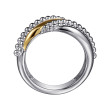 925 Sterling Silver and 14K Yellow Gold Bujukan Multiple Row Wide Band Ring