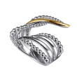 925 Sterling Silver and 14K Yellow Gold Bujukan Multiple Row Bypass Ring