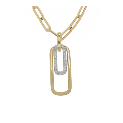 14K Two Tone 1/3Ctw Diamond Rectangle Necklace itemprop=