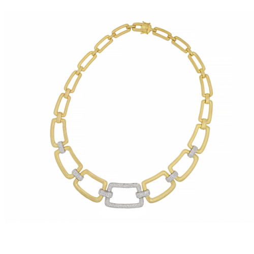 14K Two Tone 3.60Ctw Link Necklace itemprop=