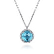 925 Sterling Silver Bujukan Swiss Blue Topaz Pendant Necklace