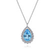 925 Sterling Silver Bujukan Swiss Blue Topaz Teardrop Pendant Necklace