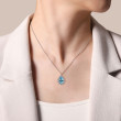 925 Sterling Silver Bujukan Swiss Blue Topaz Teardrop Pendant Necklace