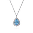 925 Sterling Silver Faceted Swiss Blue Topaz Teardrop Bujukan Necklace