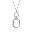 925 Sterling Silver Octagon White Sapphire Bujukan Drop Pendant Necklace