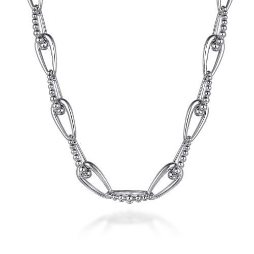 925 Sterling Silver Oval Link Chain Necklace with Bujukan Connectors itemprop=