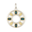 18K Yellow Gold and Sterling Silver Diamond Lnd Blue Pendant