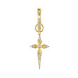 18K Yellow Gold Diamond Cross Silver Charm Petite Pair