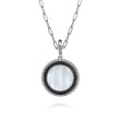 925 Sterling Silver White Mother Pearl and Black SpinelBujukan Medallion Pendant in size 24mm