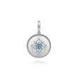 925 Sterling Silver Blue Topaz and White Sapphire Bujukan Medallion Pendant in size 24mm