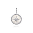 925 Sterling Silver Bujukan White Sapphire and Mother Of Pearl Round Starburst Medallion Pendant.