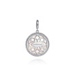 925 Sterling Silver Bujukan White Sapphire and Mother Of Pearl Round Starburst Medallion Pendant.