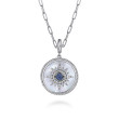 925 Sterling Silver Starburst Blue Sapphire and White Sapphire Bujukan Medallion Pendant in size 24mm