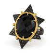 18K Yellow Gold and Sterling Silver Black Spinel Black Diamond Ring Black Star