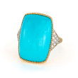 18K Yellow Gold Diamond Turquoise Ring