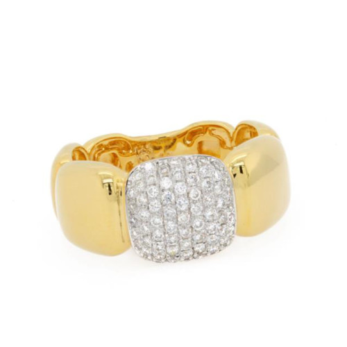 14K Yellow Gold .45D Cushion Pave Stat Ring itemprop=