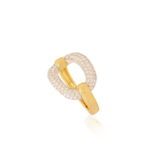 14K Two Tone .68D Oval Pave Ring itemprop=