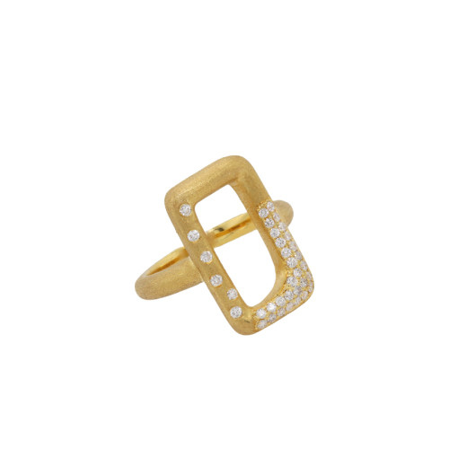 14K Yellow Gold 1/4Ctw Rectangle Ring Satin itemprop=