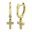 0.04Ct 14K Yellow Gold Diamond Cross Huggie Earring