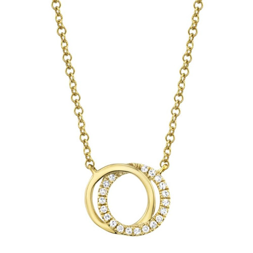 0.07Ct 14K Yellow Gold Diamond Love Knot Circle Necklace itemprop=