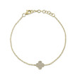 14K Yellow Gold Diamond Pave Clover Bracelet