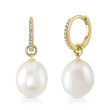 0.06Ct 14K Yellow Gold Diamond & Cultured Pearl Earring